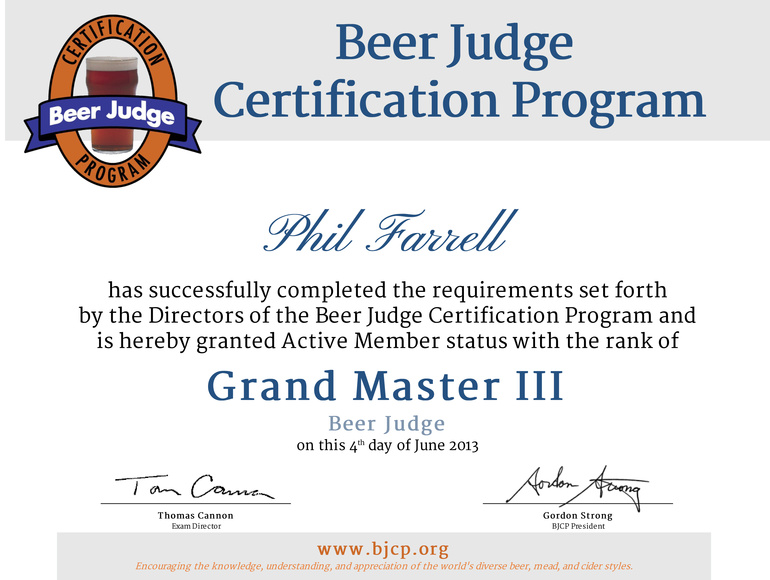 Phil Farrell BJCP Certification