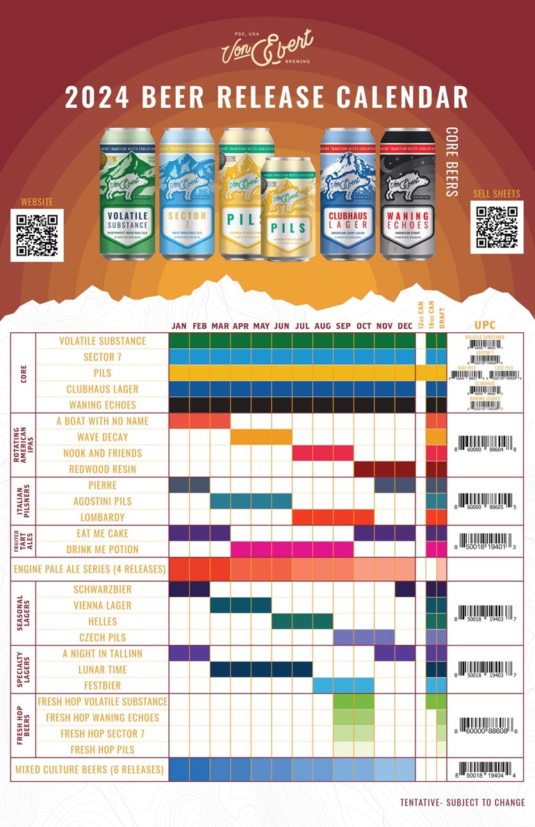 von ebert brewing 2024 beer release calendar