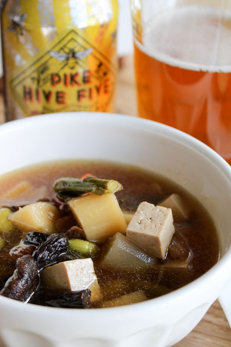 Pike Brewing Hive Five Paired with Kenchinjiru -Vegetable Soup